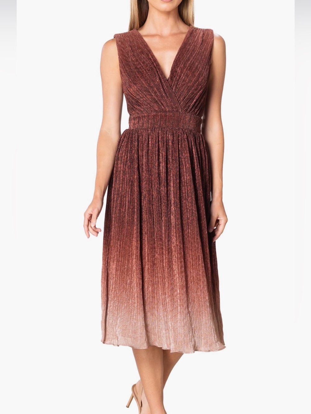 Dress The Population Ellery Shimmer Ombré Midi Cocktail Dress. Size M Women #523